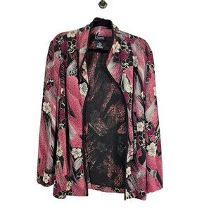 Vintage Floral Jacket 16W Pink Chic Boho Western Retro Workwear Resort Classic
